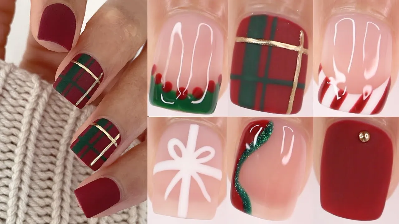 EASY CHRISTMAS HOLIDAY NAIL DESIGNS | Christmas nail art using gel polish at home